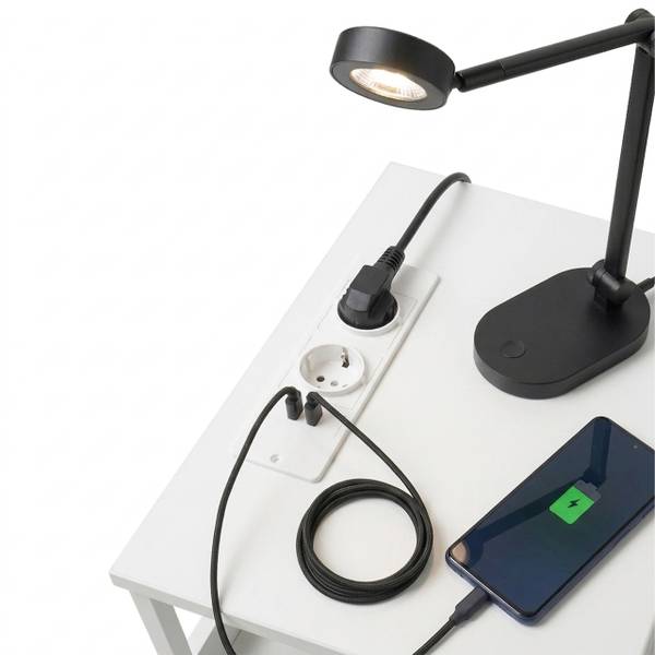 Bijzettafel met LED & USB wit