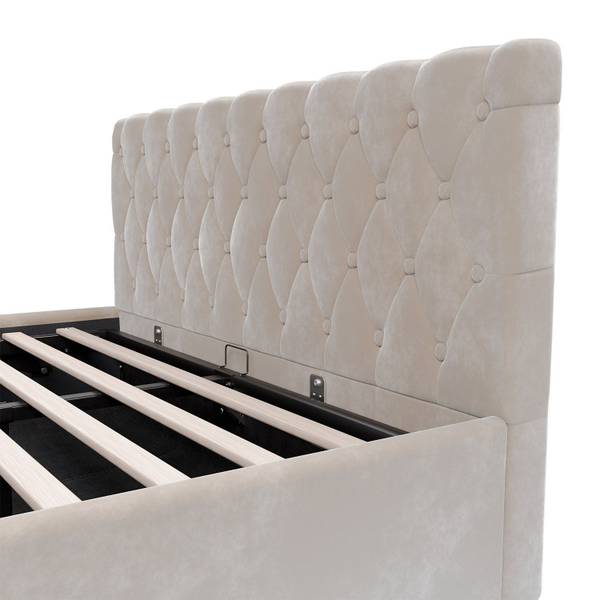 Polsterbett Nizza mit Matratze Beige - Breite: 140 cm