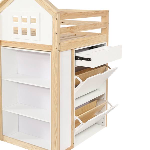 Hochbett SHEFNatur Ⅰ Braun - Holzwerkstoff - 107 x 165 x 205 cm