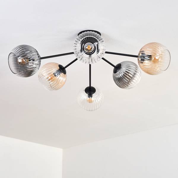 Deckenleuchte Cesaro Braun - Grau - Metall - 100 x 29 x 100 cm