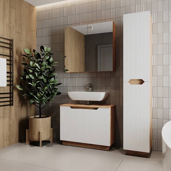 Badkamermeubelset Lotta 59553 wit - plaatmateriaal op houtbasis - 80 x 63 x 32 cm