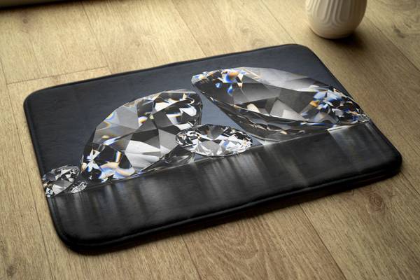 Badteppich Rauten Schwarz - Textil - 90 x 60 x 90 cm