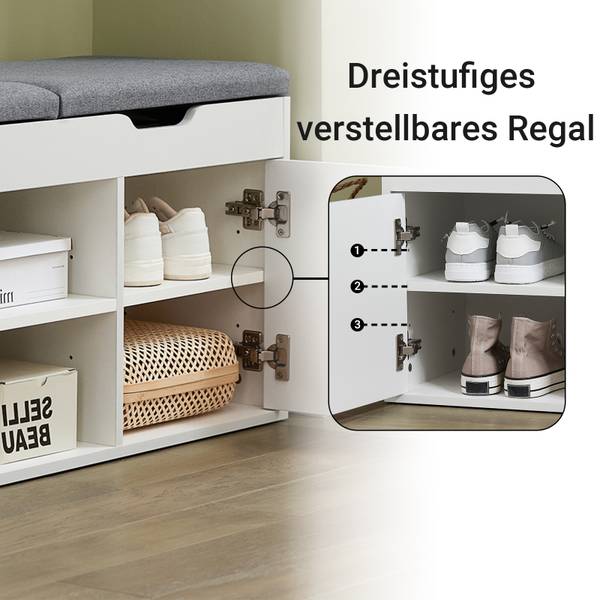 Schuhbank FSR96-W Weiß - Holzwerkstoff - 100 x 48 x 34 cm