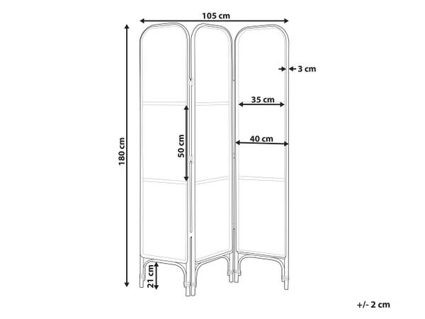 Paravent POTENZA Schwarz - Blau - Braun - Rattan - 105 x 180 x 3 cm