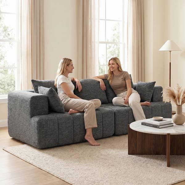 3-Sitzer-Sofa 83B-861V01GY Grau - Chenille - Polyester - 104 x 87 x 248 cm