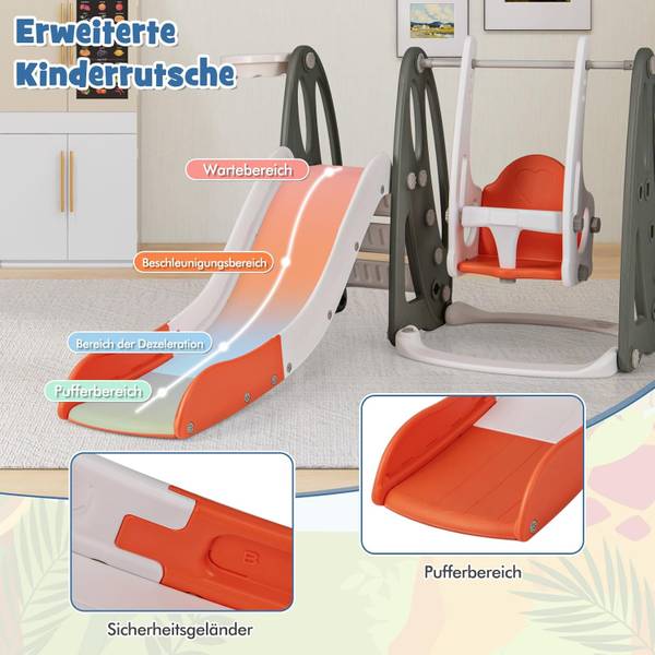 Kinderschommel FE32372ADNL oranje - kunststof - 150 x 98 x 182 cm