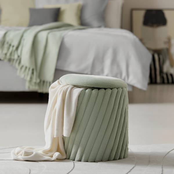 Hocker CADY Grün - Holzwerkstoff - Textil - 37 x 40 x 37 cm