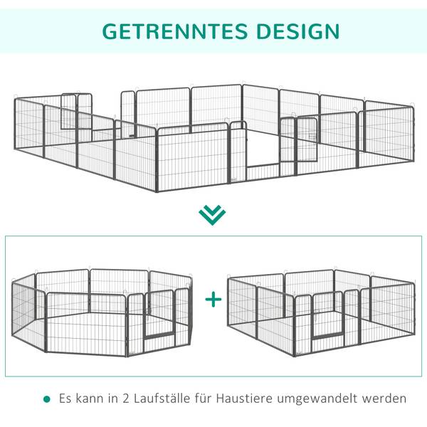 Freilaufgehege D06-139 Grau - Metall - 2 x 60 x 80 cm