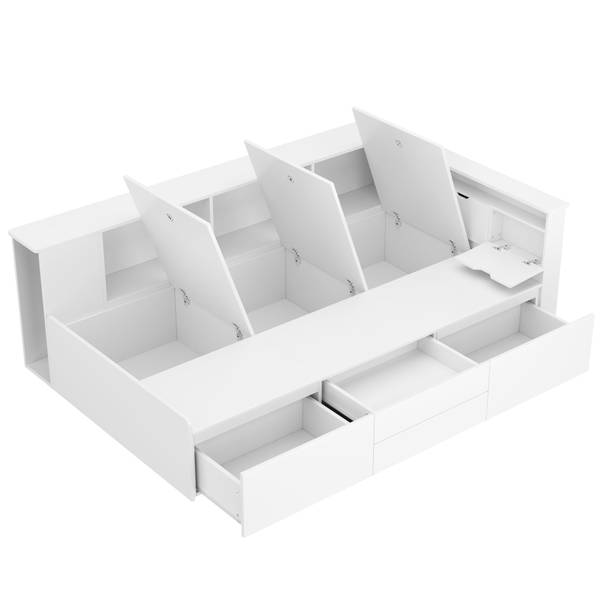 Jugendbett Levi Weiß - Holzwerkstoff - Massivholz - 118 x 66 x 213 cm