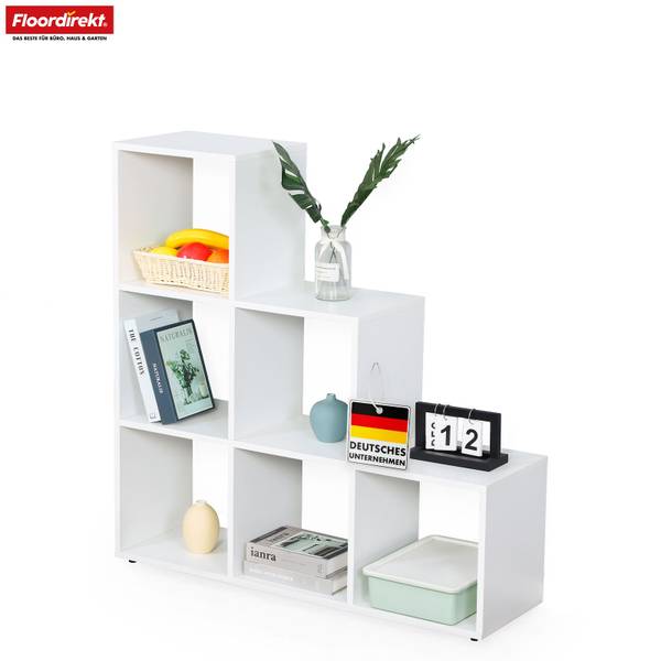 Bücherregal Carolina Weiß - Holzwerkstoff - Massivholz - 98 x 98 x 29 cm
