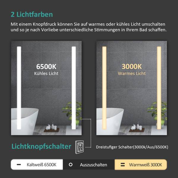 LED Badspiegel LM01B2D Spiegelglas - 5 x 80 x 4 cm