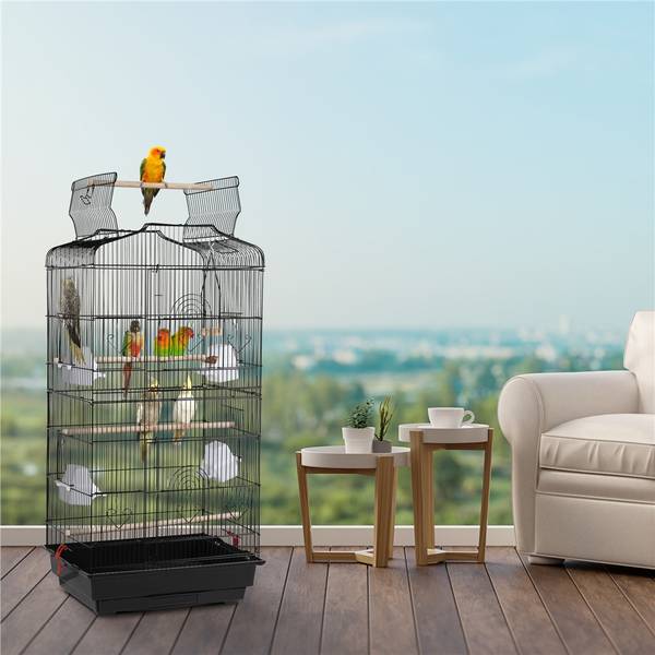 Vogelkäfig Vogelhaus mit 4 Sitzstangen 36 x 93 x 46 cm