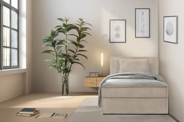 Boxspring ROTI beige - Ligoppervlak breedte: 100 cm