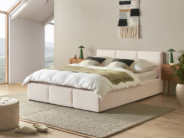 Lit double BOUSSE Blanc - Largeur de la surface de couchage : 140 cm