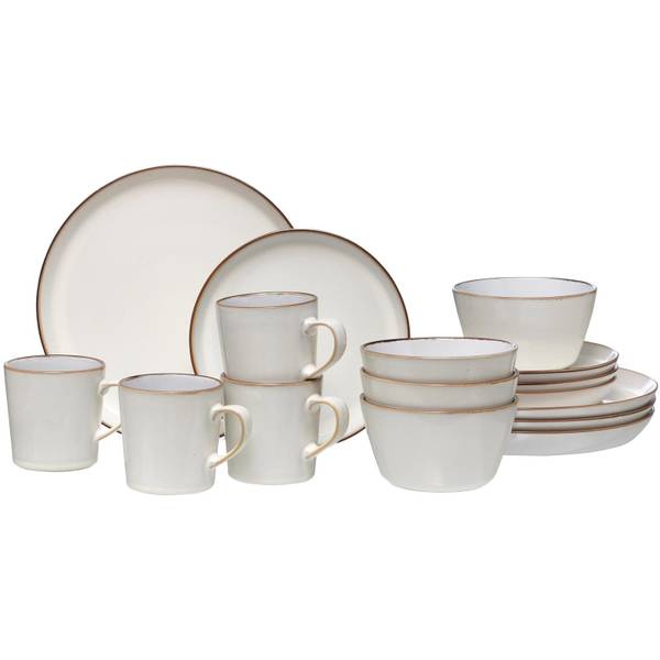 Kombiservice Visby 16-teilig Weiß - Stein - 2 x 2 x 2 cm