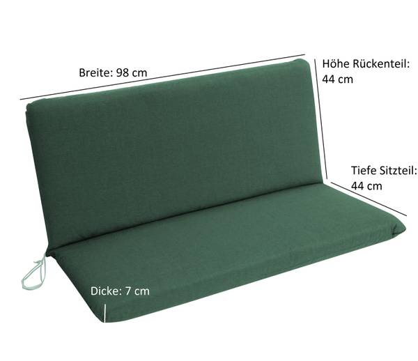 Auflage DALLAS für Bank 2-sitzer Grün - Mischgewebe - 98 x 7 x 88 cm