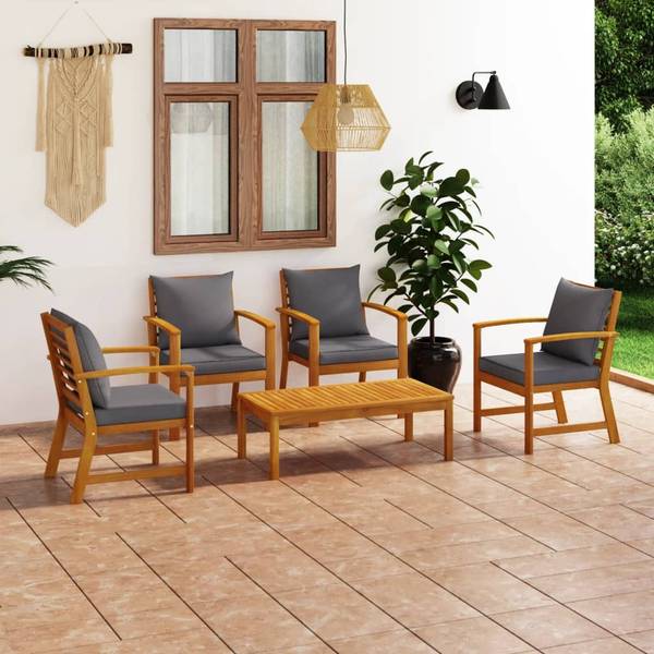 Gartenmöbel-Set 3009696-3 (5-teilig) Braun - Dunkelgrau - Grau
