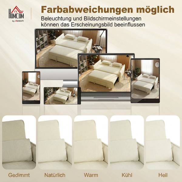 Schlafsofa 83B-790V00BG Beige - Chenille - 90 x 84 x 166 cm