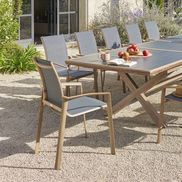 Fauteuil de jardin empilable AXANT Gris - Métal - 57 x 94 x 63 cm