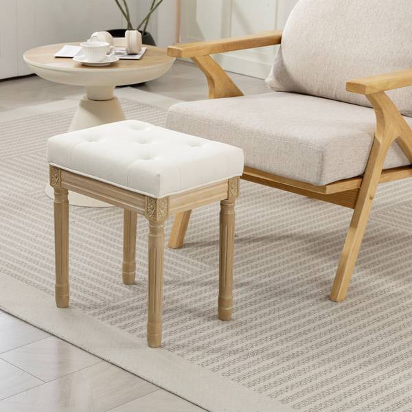 Sitzhocker 838-601V00BG Beige - Leinen - Polyester - 32 x 47 x 42 cm