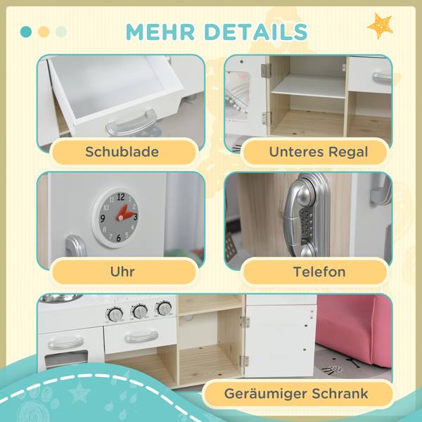 Kinderküche 350-082 Weiß - Holzwerkstoff - 30 x 81 x 74 cm
