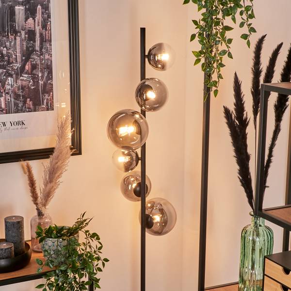Stehlampe Garaguso Glas Grau - Durchsichtig - 80 x 160 x 80 cm - Durchmesser: 30 cm - Flammenanzahl: 6