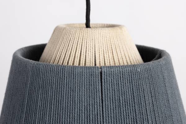 Hängelampe YUMI Blau - Textil - 26 x 20 x 26 cm