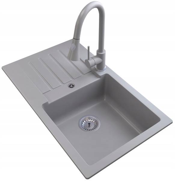 Granitspüle Trix mit Siphon Batterie Grau