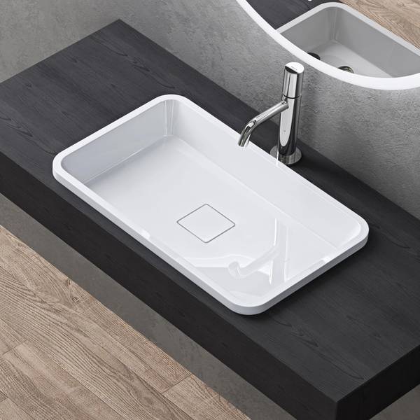 Waschbecken Col104W-600 Hochglanz Weiß - 38 x 12 x 60 cm