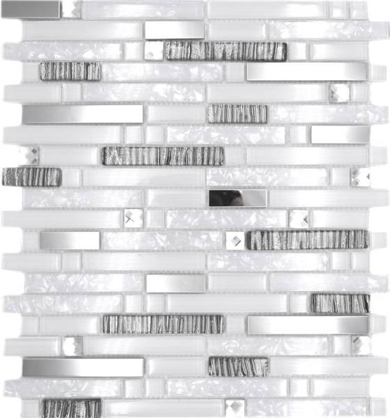 Mosaikfliesen 86-0104 Weiß - Glas - 34 x 30 x 30 cm