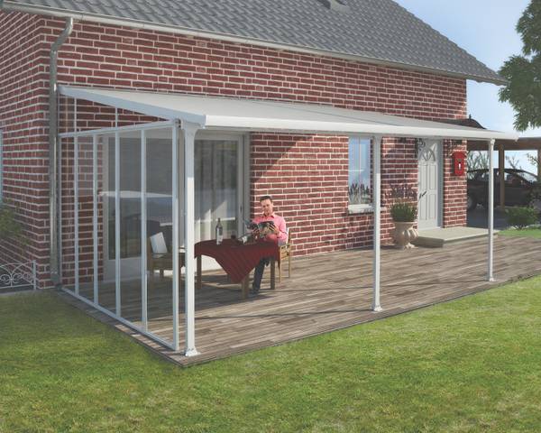 Zubehör Terrasse Seitenwand Weiß - Metall - 7 x 305 x 319 cm