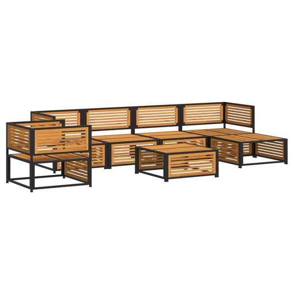 Salon de jardin 3033768-10 (lot de 7) Blanc - Acacia - 68 x 64 x 68 cm