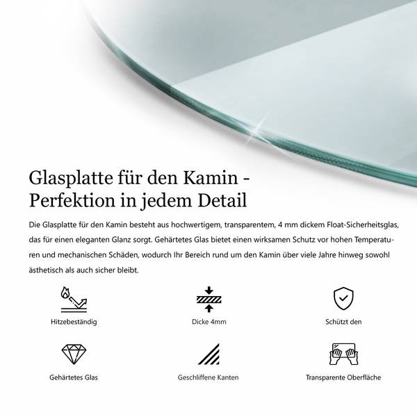 Glasplatte Ovalis Breite: 80 cm
