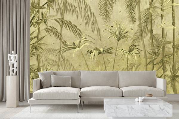 Vlies-Fotobehang PLANTEN Exotisch Beton groen - 360 x 240 x 240 cm