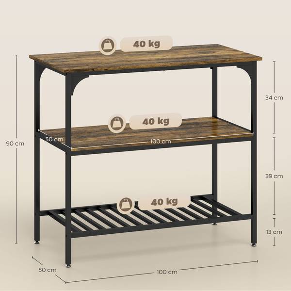 Küchenregal 801-404V90RB Braun - Holzwerkstoff - 50 x 90 x 100 cm