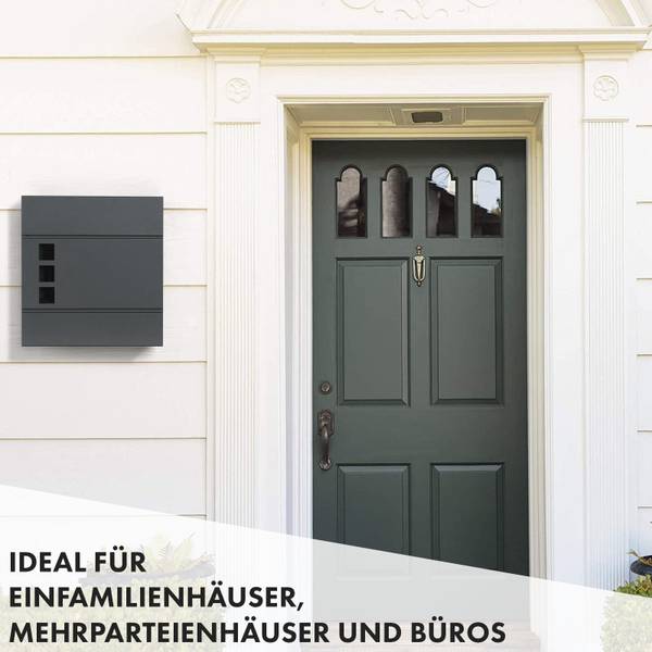 Briefkasten Jules Grau - Stahl - 37 x 37 x 11 cm