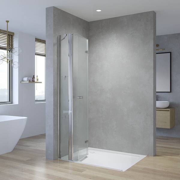 Faltbar+Drehbar Walk in Glas Duschwand Breite: 100 cm