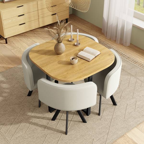 Essgruppe LineMDMU(5er Set) Beige - Holzwerkstoff