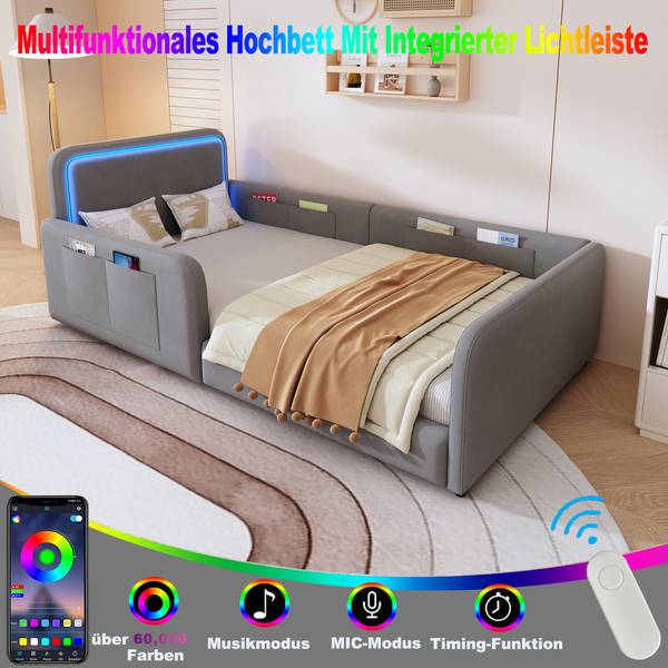 Gepolstertes Bett Triton Ⅰ Grau