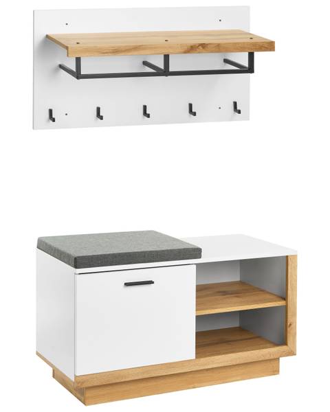 Schoenenkast COROWA bruin - grijs - wit - plaatmateriaal op houtbasis - 90 x 53 x 40 cm