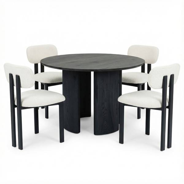 Essgruppe ARVIKA FRANCA 5er Set Schwarz - Holzwerkstoff - 120 x 76 x 120 cm