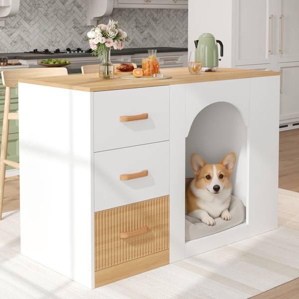Kücheninsel BANAT44 Ⅲ Weiß - Holzwerkstoff - 60 x 90 x 120 cm