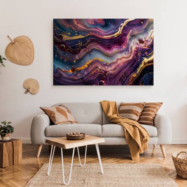 Leinwandbild Marmor Imitation Farbspiel 90 x 60 x 60 cm