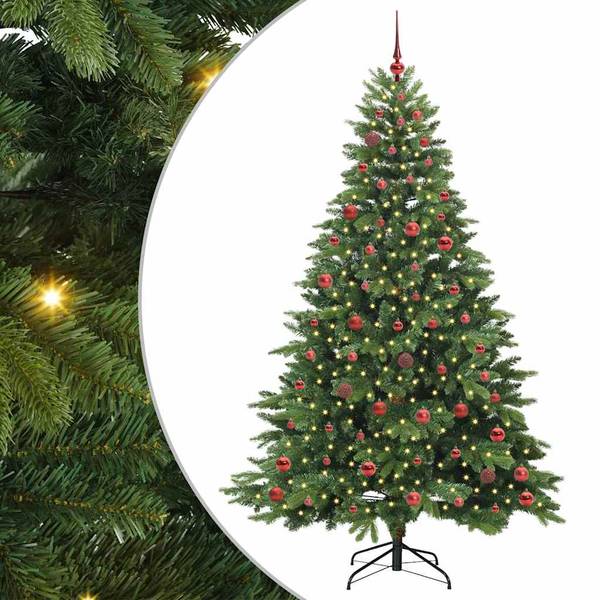 Sapin de Noël artificiel 3700000069-3 Vert - Rouge - 132 x 210 x 132 cm