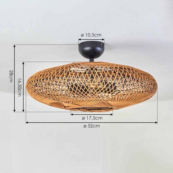 Deckenleuchte Messerotti Beige - Schwarz - 54 x 25 x 54 cm - Durchmesser: 52 cm - Flammenanzahl: 2 - Metall