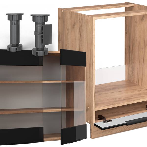 Eckküche Fame-Line 42796 Schwarz - Braun - Holzwerkstoff - 190 x 82 x 60 cm