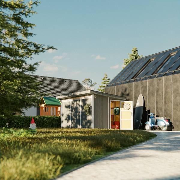 Gartenhaus mit Boden M904S Hellgrau