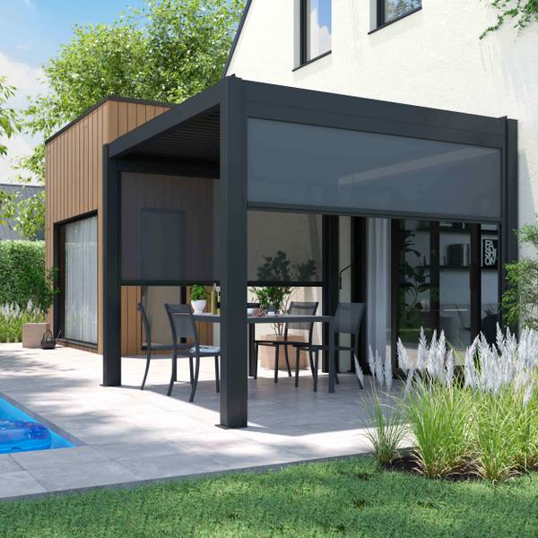 Pergola Athenes Grau - Metall - 296 x 257 x 296 cm