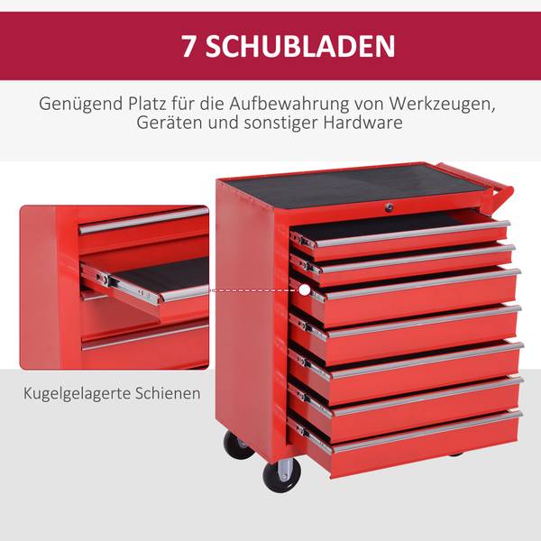 Werkstattwagen B20-056 Rot - Metall - 33 x 75 x 69 cm