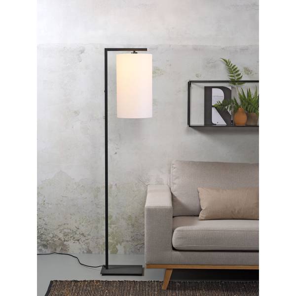 Stehleuchte Boston Schwarz - Weiß - Strukturstoff - 25 x 160 x 30 cm